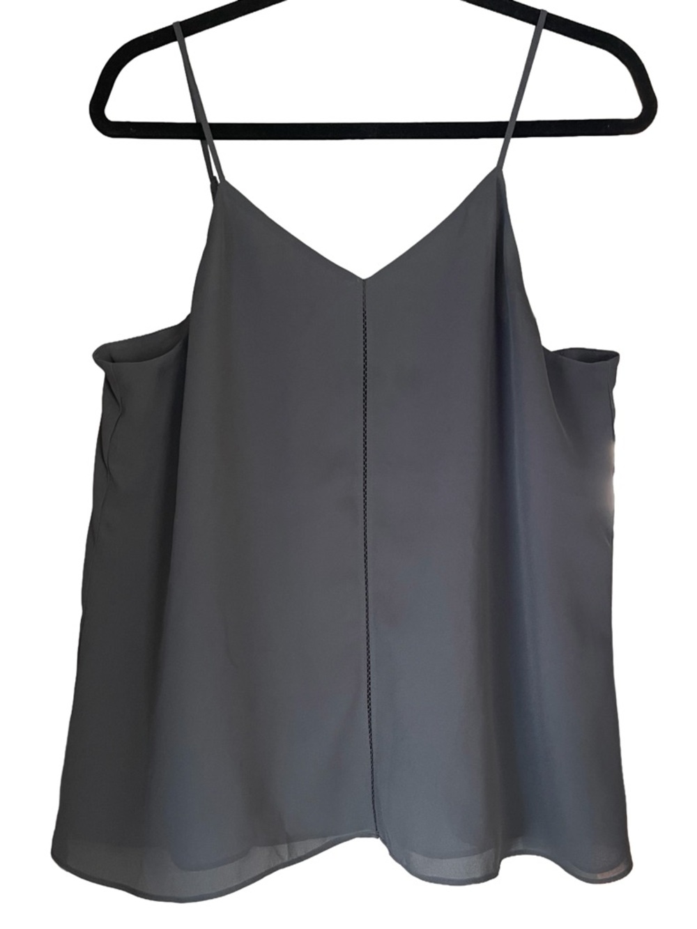 Denver Hayes Charcoal Grey V-Neck Lined Camisole Tank with Adjustable Straps